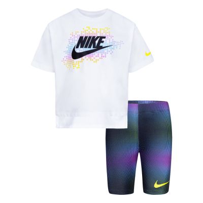 Nike Girls AOP Bike Shorts 2pc Set Black - Noir - set