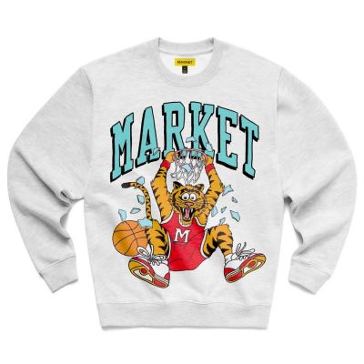 Market Dunking Cat Crewneck Sweatshirt Ash Grey - Gris - Hoodie
