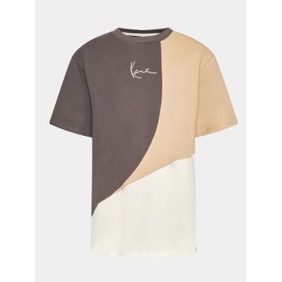 Karl Kani Small Signature Block Tee Anthracite/Off White/Sand - Marron - T-shirt à manches courtes