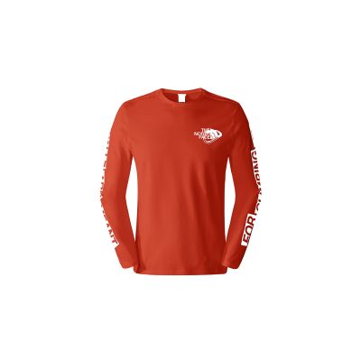 The North Face M Outdoor L/S Graphic Tee - Rouge - T-shirt à manches courtes