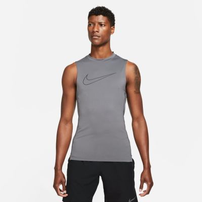 Nike Pro Dri-FIT Tight Fit Sleeveless Top - Gris - T-shirt à manches courtes