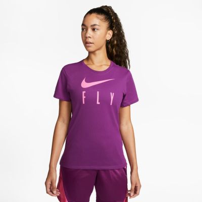 Nike Dri-FIT Swoosh Fly Wmns Short-Sleeve Tee Viotech - Mauve - T-shirt à manches courtes
