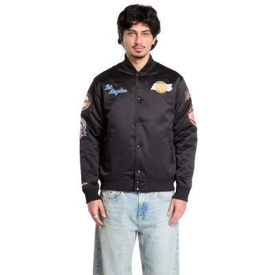 Mitchell & Ness NBA Blackout Heavyweight Lakers Satin Jacket - Noir - Veste